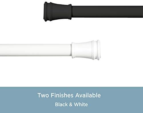 Kenney KN634 Rogers Twist & Fit Bez alata Jednostavno instaliranje zavese za zatezanje, 28-48 Podesiva duljina, crna boja, 5/8 čelična cijev promjera