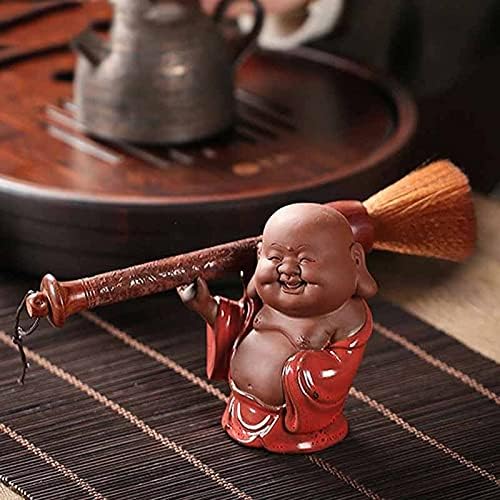 YFQHDD ručno izrađene ljubičaste gline Maitreya Figurine Auto ukrasi čaj za čaj kućne ljubimce