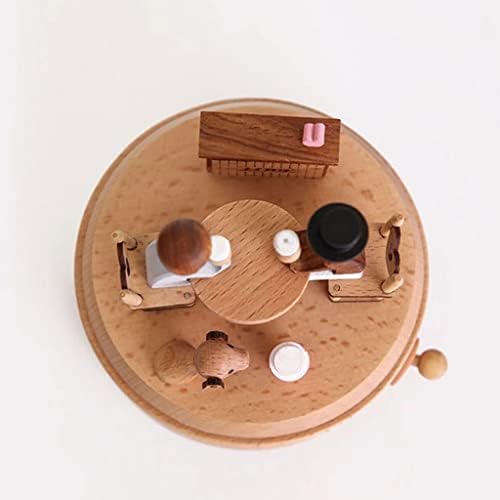 HMGGDD rođendanski poklon Drveni rotirajući sat muzički box ručno izrađeni drveni sanduk za obrt na doma zaljubljeni