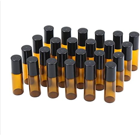 Eelabper Wamber amber staklena boca sa crnim valjanim poklopcem za esencijalna ulja, aromaterapija,