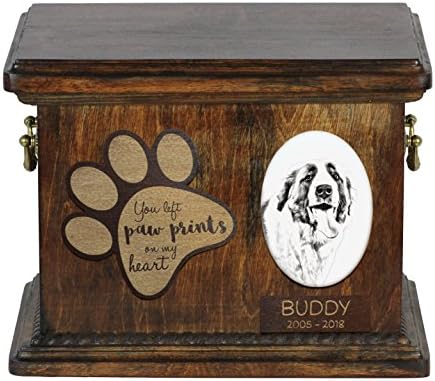 Art Dog Ltd. Sveti Bernard, urna za pseći pepeo sa keramičkom pločom i opisom