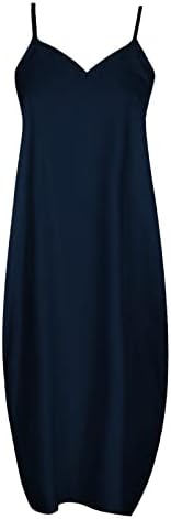 ZZWXWA ženske ljetne haljine Maxi haljina Casual V izrez bez rukava labava haljina haljine na plaži sarafani sa džepom