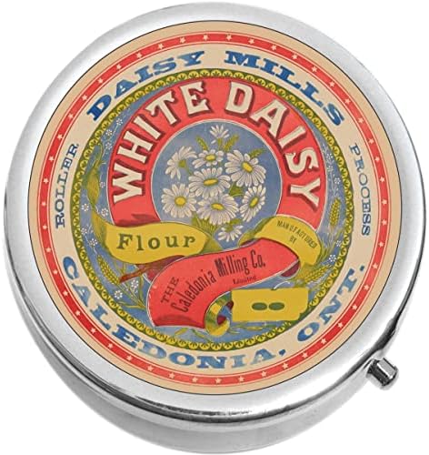 Bijela Daisy Vintage kutija za lijekove za cvijeće-Prijenosna kutija za pilule staje u torbicu ili džep