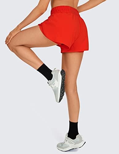 CRZ joga Ženska vježba za vježbanje s visokim strukom s oblogom 3 '' - 2 u 1 Atletski sport Tenisa Teretane Kratke hlače