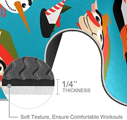 Debela neklizajuća Vježba & amp; fitnes 1/4 prostirka za jogu sa smiješnim pingvinom šarenim božićnim printom