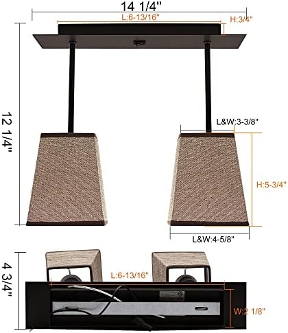 Facon dekorativna tkanina RV Light Fixture sa On & amp;Off prekidačem, LED viseća trpezarijska lampa sa 2