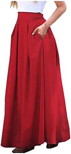 Borniu ženska Plisirana Maxi suknja elegantna suknja visokog struka Casual uredska zabava raširene duge suknje