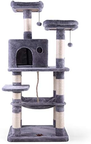 Stan za mačke na više nivoa sa Visećom mrežom & grebanje za mačiće visoki stalak za mačke sa plišanim igračkama