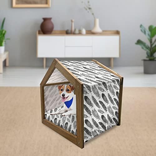 AMBESONNE Leptir drvena kuća za pse, siluete različitih leptira ljubičaste tone ilustracije jednostavnoj geometriji, zatvoreni i vanjski prijenosni odgajivačnica sa jastukom i poklopcem, prvenstveno, višebojne