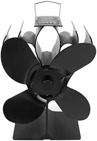 Ventilator peći na toplotu, Crni 4 oštrice koji se samostalno pokreće 152mm prečnik kamina ventilator za cirkulaciju vazduha za zatvorene prostore