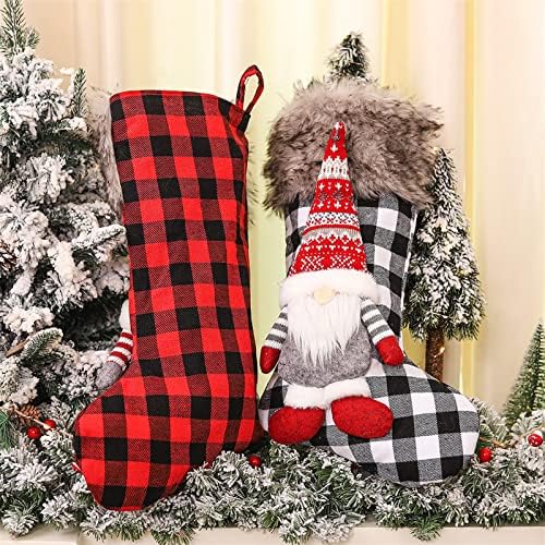 Aethegh 2 kom božićne čarape, 18.9 Red Buffalo provjerava gnome božićne čarape, kućni odmor Božićni ukrasi