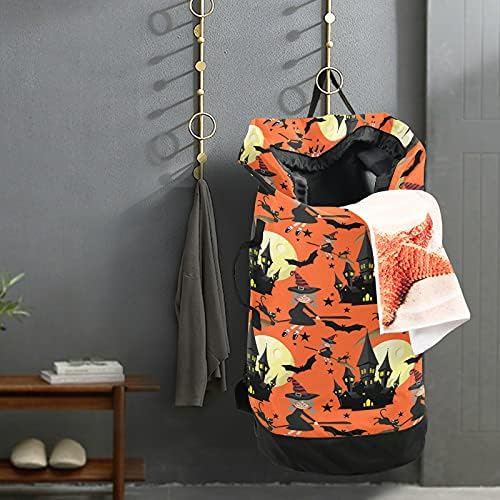 Halloween Haunted House Witch torba za pranje veša Heavy Duty ranac ruksak sa naramenicama
