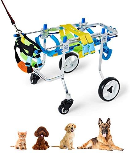 WYJW pseća invalidska kolica za zadnje noge/prednje stopalo, Podesiva kolica za punu podršku, kolica za pse za zadnju nogu/prednje noge/rehabilitaciju prednjeg udarca, mačka Invalid hendikepirani zec, povrijeđen ljubimac 3~30 KG
