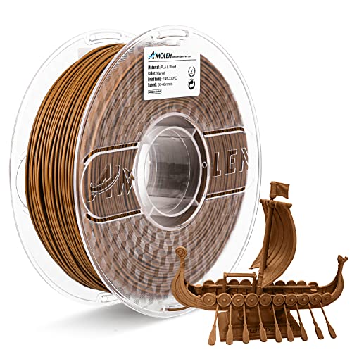 AMOLEN Dark Wood Wood Walnut PLA Filament 1,75mm, Orat 3D filament pisača sa 30% pravi drvene vlakne,