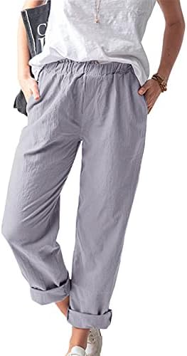 Rongxi zategnutost posteljine džepne hlače Čvrsta žena odjeća pamučne casual pantalone hlače zagrijavaju hlače