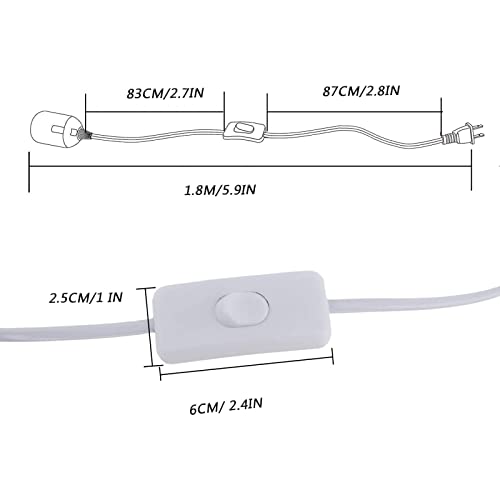 Odlamp 2 pakovanja 6.5 FT/2m viseća utičnica sets držač lampe sa prekidačem za uključivanje/isključivanje