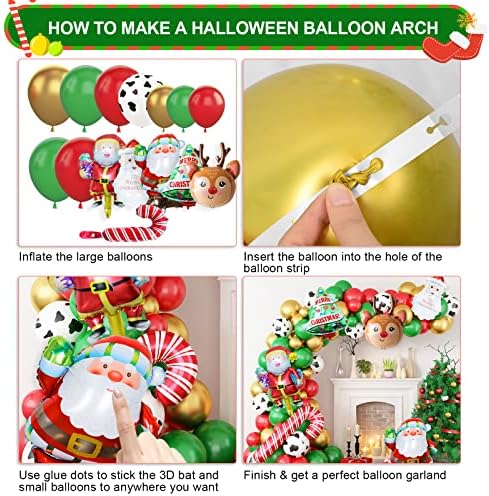 Božićni balon Garland Kit, božićni balon lučni komplet sa crvenim zelenim božićnim balonima, folijskim
