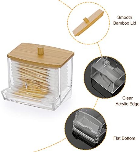 Hipiwe akrilni Q-Tip držač sa bambusovim poklopcem - prozirni Q-Tips dozator za kupatilo kontejneri za