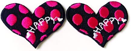 Set od 2 malenog. Mini sretan srce vole crtane formulacije slatke zakrpe SEW Gvožđe na izvezenom aplicijskom znaku znak patch odeće kostim