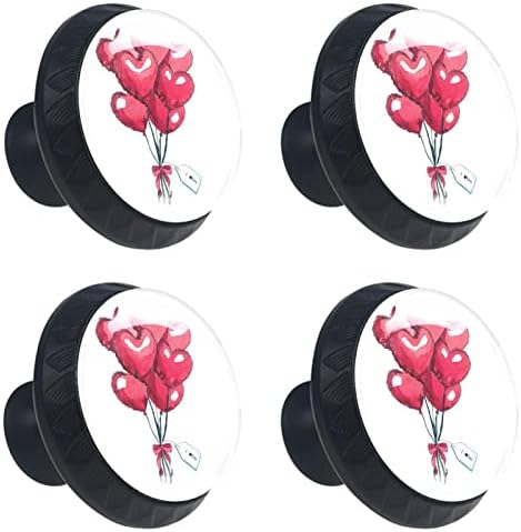 TYUHAW okrugla ladica povlači ručicu crveni Baloni za srce volim te štampanje sa vijcima za kućne ormare