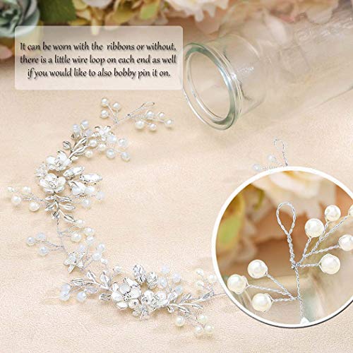 Unicra Wedding Flower Hair Vine Bridal Silver Headpiece Crystal Headbands Hair Accessories For Women