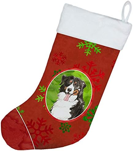 Caroline's CHARS CAC4035CS Božićne pahuljice Bernese planinski pas Božićne čarape, kamin Viseće čarape