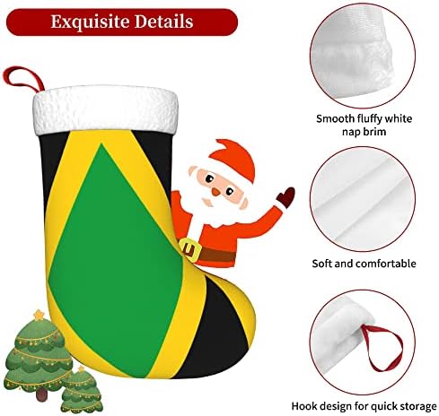 QG ZZX Božićne čarape sa bijelom super mekom plišanom manžetnom jamajčkom zastavom Xmas Božićne ukrase Čarape