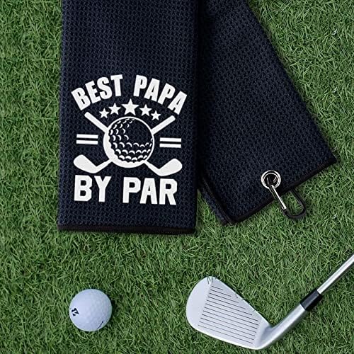 Nuree Best Papa by Par Squan Crno golf ručnik sa kopčama za tatu, muškarce, golfer, ljubavnik za golf,