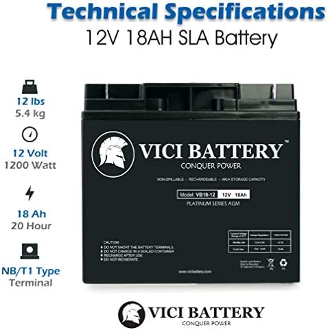 Vici baterija VB18-12 - 12V 18Ah zamjena za alfa tehnologije CFR 2500 UPS set baterije - 4 pakovanje