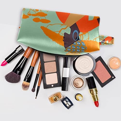 Travel Makeup Bag Vodootporna kozmetička torba torba za točku šminke za žene i djevojke, umjetnička Afrika Žena