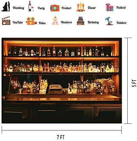PHMOJEN Bar Pozadine za fotografiju 7x5ft Whisky Wine Dinks alkohol Kafe Restoran polica za piće fotografija pozadina zidna papirna soba Muralni rekviziti BJWYPH18