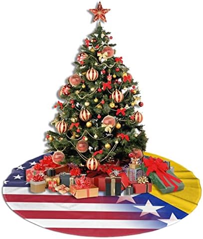 Suknja za božićnu drvvu, 30-48 inča Američka zastava i bosanski zastava Prostirka za božićne