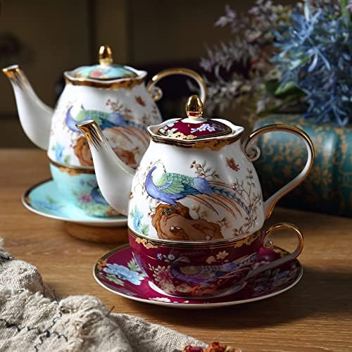 FSysm lon kost kineska postavljena poft ploča za čaše Nacionalni plima keramički popodnevni cvjetni čaj čaja za čaj za čaj jedan osoba pije poklon kutiju