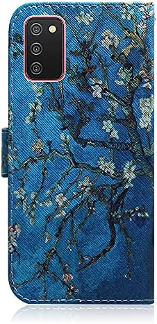 Meikonst slučaj za Galaxy A02s, Shockproof modni cvijet šarene obojene PU kože Flip kartica Slot novčanik slučaj Magnetic Stand kartica Slot folio slučaj za Samsung Galaxy A02s, TX Blue marelica