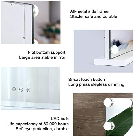 Makeup Mirror LED komplet ogledala za mir, HD pametni dodirv dugme Europska stila ravna dna Podrška sigurna i izdržljiva za presvlačenje stola na zid montiranim retrovizorima