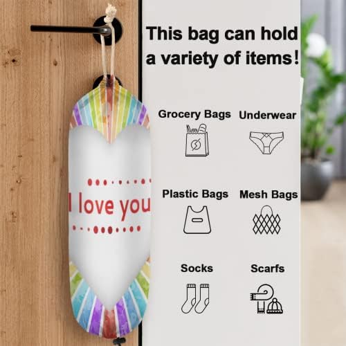 Držač plastičnih kesa visi ljubav Rainbow LGBT citat Volim te torba za namirnice Organizator kuhinja plastična