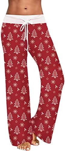 Božićne padžame hlače za žene srednje struk crveni plairani pidžama dno plus veličine crnka sportske