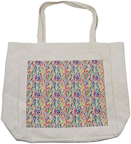 Ambesonne geometrijska torba za kupovinu, mješoviti mozaik živopisna priroda inspirisana dizajn hipi kontrasta