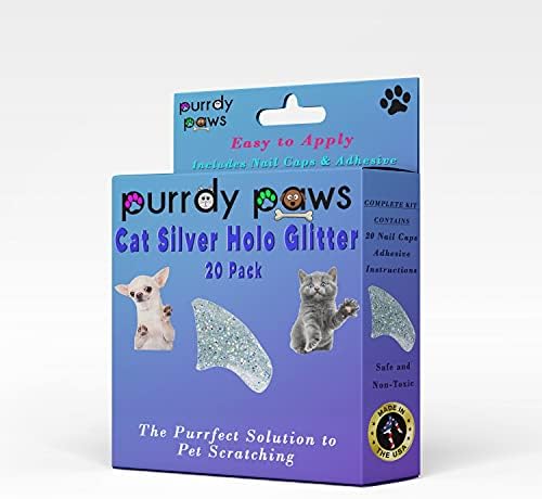 Purrdy Paws meke kape za nokte za mačje kandže srebrni holografski sjajni medij