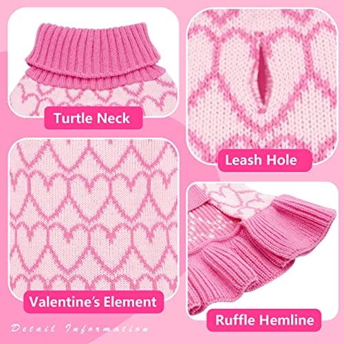 Kyeese Dnevni džemperi za vrijeme zaljubljene drešene drešene ružičaste džempere za pse sa povodljivim rupom Duks kućnih ljubimaca, XL