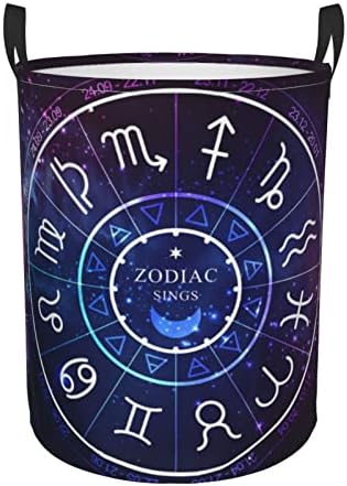 Astrološki točak horoskopski Znakoviokružna korpa za veš prenosiva torba za prljavu odeću za dečake i devojčice vodootporna sklopiva velika Vezica za odlaganje sa ručkom za spavaću sobu kupatilo srednje