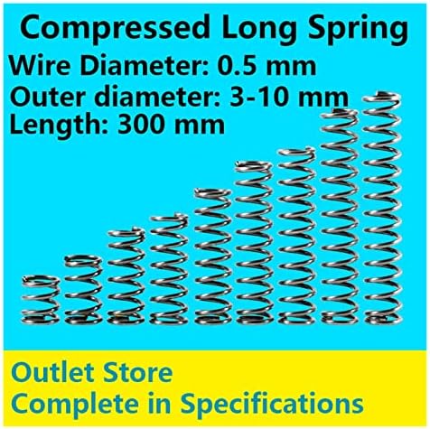 Spremne opruge pogodne su za većinu popravka i komprimiranog dugačkog proljetnog pritiska dugim proljetnim žicom promjera 0,5 mm, vanjski promjer 3-10mm, dužina 300 mm