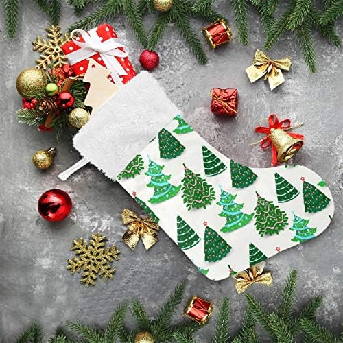 Alaza Božićne čarape Božićne stablo Pravodne slavlje Classic Personalizirano Veliko uređenje skladišta za obiteljski odmor Sezona Party Decor 1 Pack, 17.7 ''