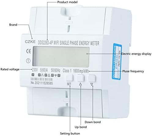 XJim DDS226D-4p Jednofazni WiFi Smart Energy Brojilo za nadgledanje prekidača prekidača sa zaštitom struje napona 60a 90-300V