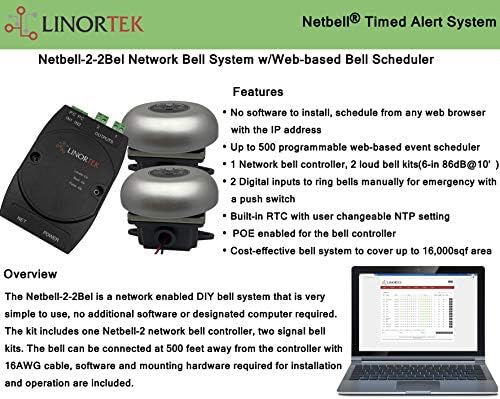 NETBELL-2-2BEL TCP / IP Network Bell System - Netbell-2 kontroler i dva 6-inčna alarmna zvona za školu | Ured