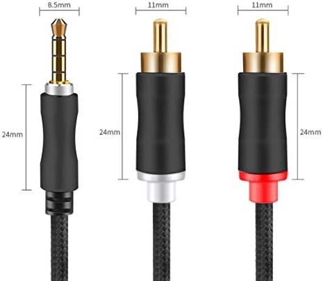 JMT RCA kabel 3,5 mm do 2-muški RCA adapter audio kabel 3,5 mm Jack AUX kabel y razdjelnik najlon za zapis