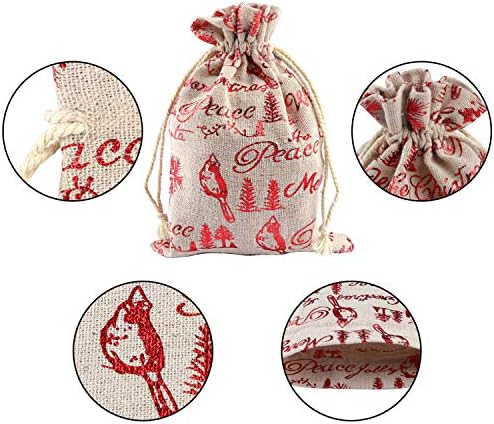 ADELULU 24 Božićna pamučna konoplja poklon torbice 5 X 7 prirodni pamuk konoplje torbe za party vjenčanje usluge, 6 dizajn