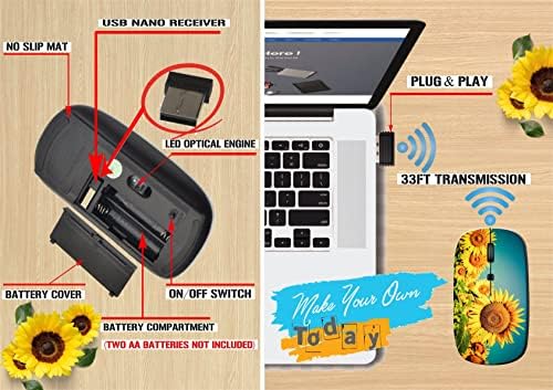 maizi Mouse Wireless za Mac računar lični Laptop, Mice Wireless image ID: 30002156 suncokretovo polje pod laganim 2.4 G sa USB prijemnikom proizvod SAD-a