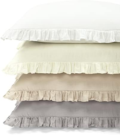 Bujni dekor Belgian Flax presakirana posteljina bogata pamučna mješavina 3 komada prekrivača, puna / kraljica, bijela