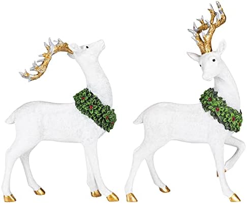 Transpac Elegantne rezbarene jelene sa srebrnim zlatnim rogovima 12 inčnim smolom za figuricu od 2